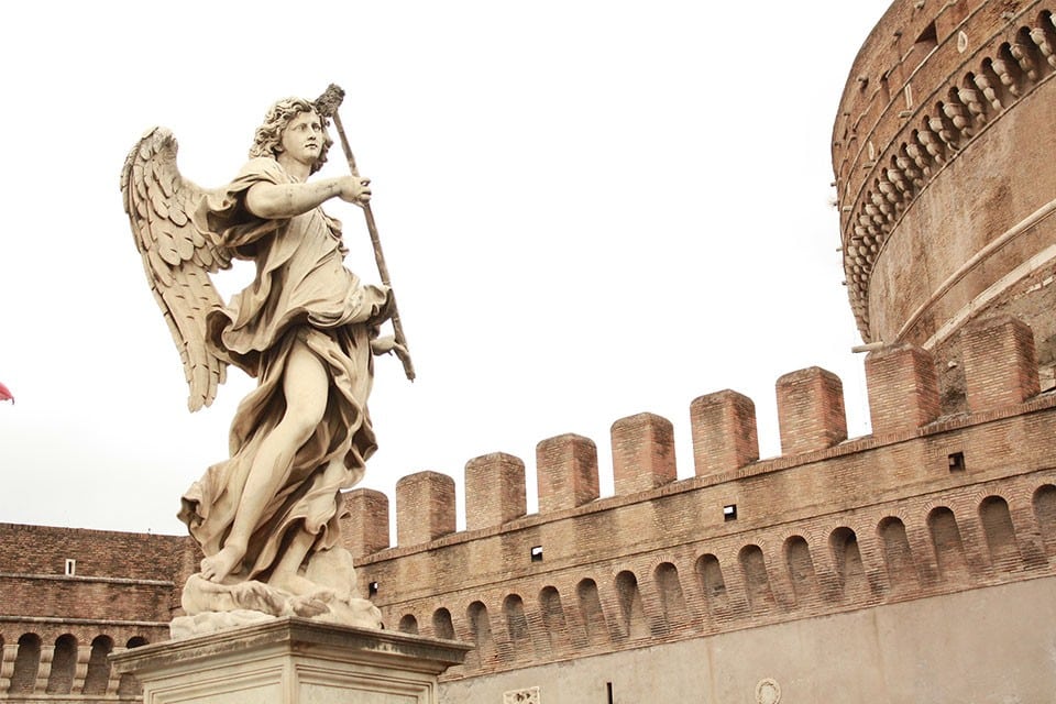 Statue of an angel inside Castel St Angelo. As seen on our tour for kids.