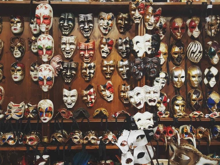 Collection of venetian masks you can consider for a souvenir of your venice vacation.