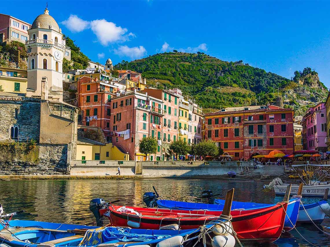 colorful harbor and fresh seafood in Cinque Terre.