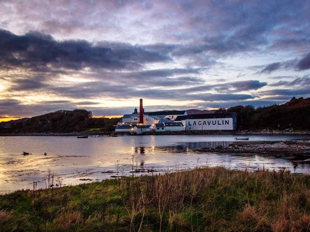 whisky distillery on the shore of the isle of islay.