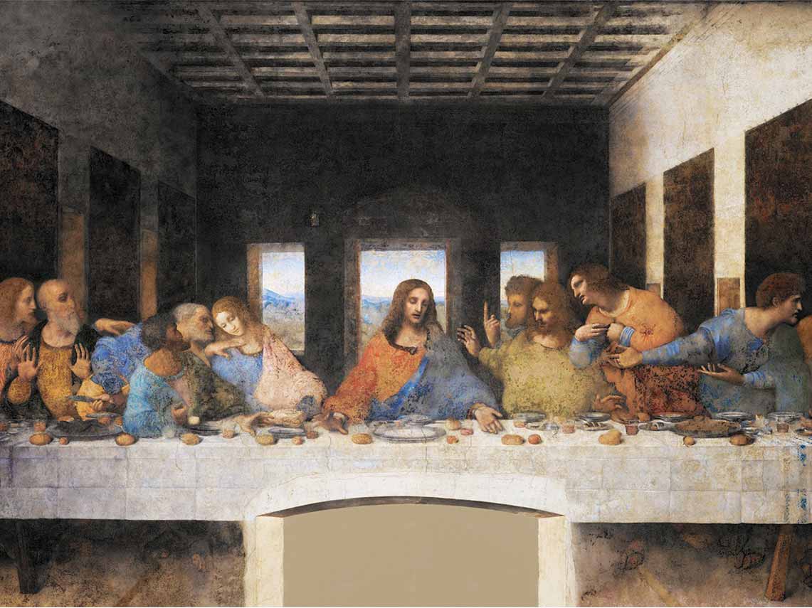 Da Vinci's famous last supper painting in the Santa Maria delle Grazie