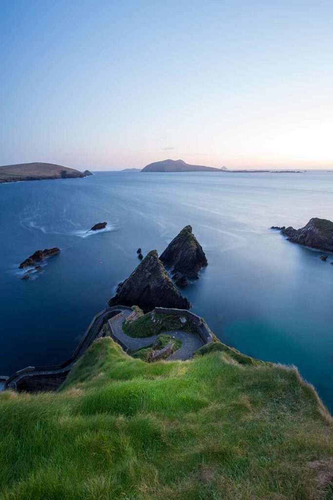 Dunquin Pier makes a perfect landscape off Irish coast and sea_