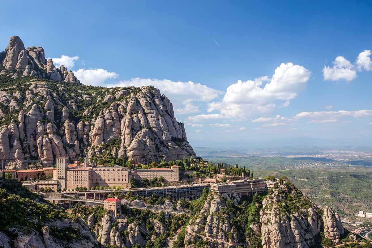 monastery and the mountains of Montserrat. Barcelona, Catalonia, Spain.