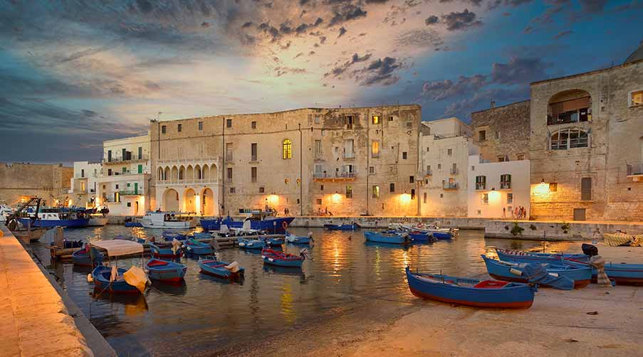 Monipoli City Bay, Puglia in the evening