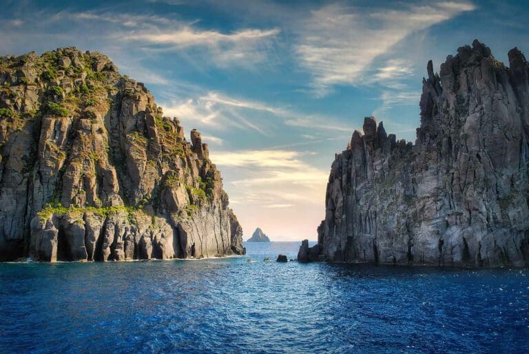 Stromboli island in the Aeolian islands, Italy