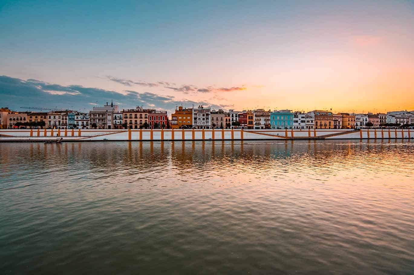 view of Guadalquivir river and Triana district in Sevilla, Andalusia