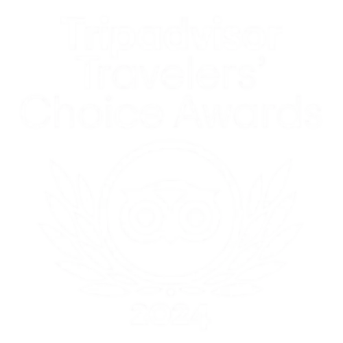 2024 TripAdvisor Travelers' Choice Award emblem in white on a subtle background, representing excellence in tourism and travel.