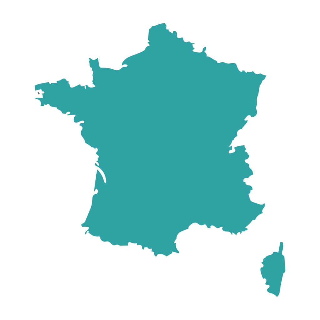 Stylized map of France in luxurious blue color, ideal for travel and tourism highlights.